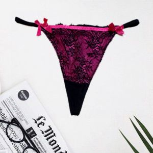 Co-Ordinates Black & Pink Lace T-String Thong-  Ladies-Girls-Women-Online--India @ Cheap Rates Apparel-Free  Shipping-Cash on Delivery