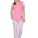 Town Girl-Pink Color top Kiss Pattern Pyjama Night Suit