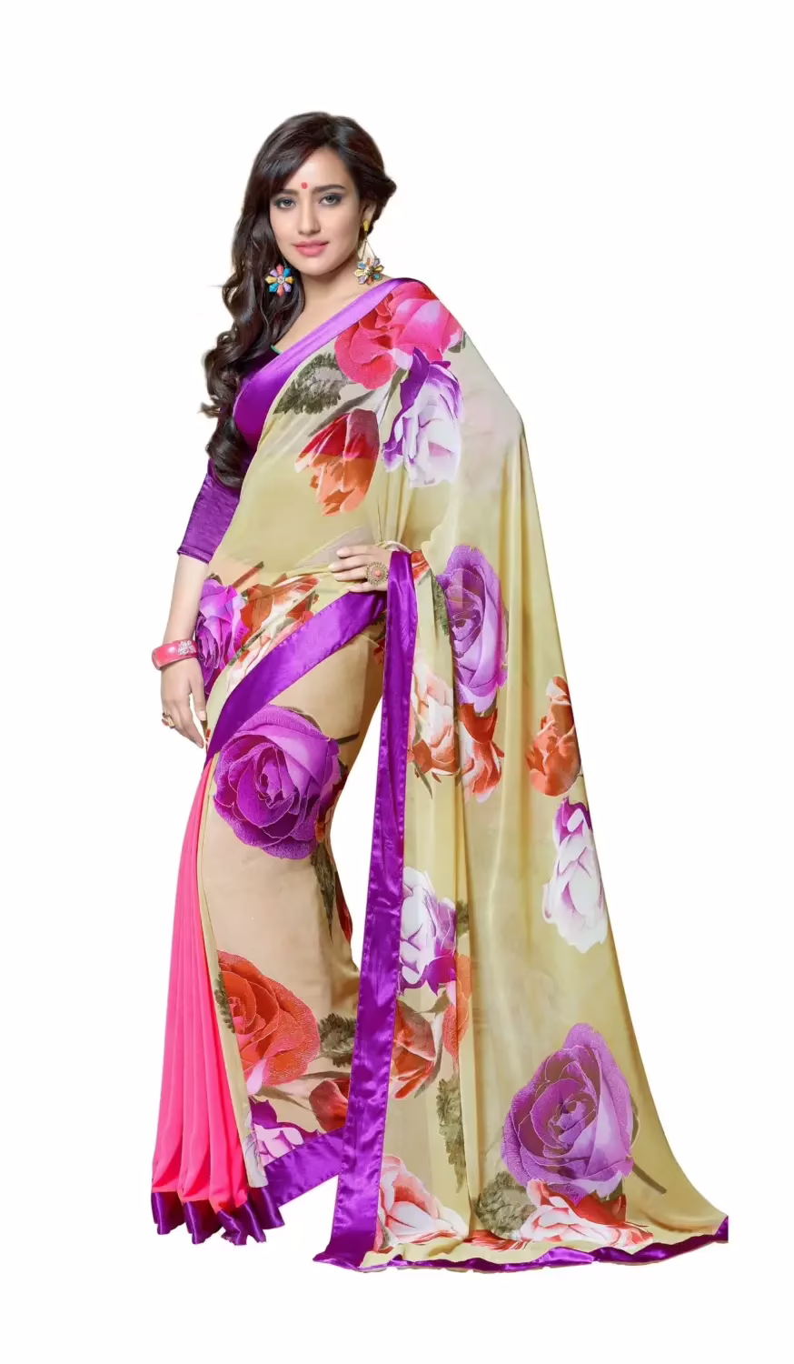 Mizzoli Multi Georgette Casual Print Saree