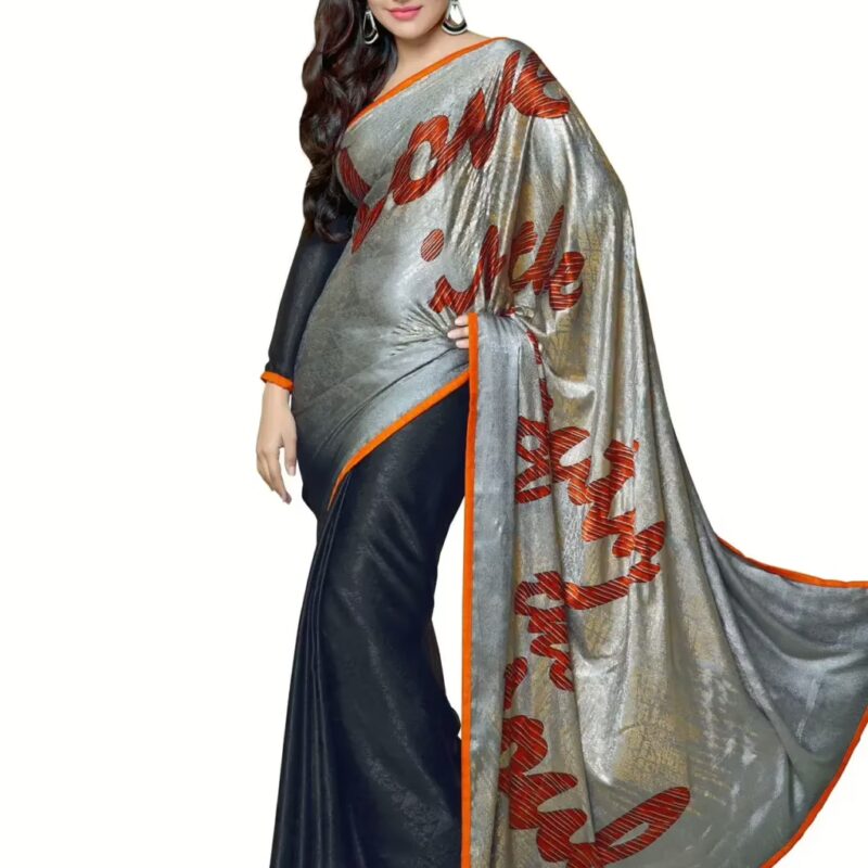 Mizzoli Grey Silk Jacquard Saree With Blouse