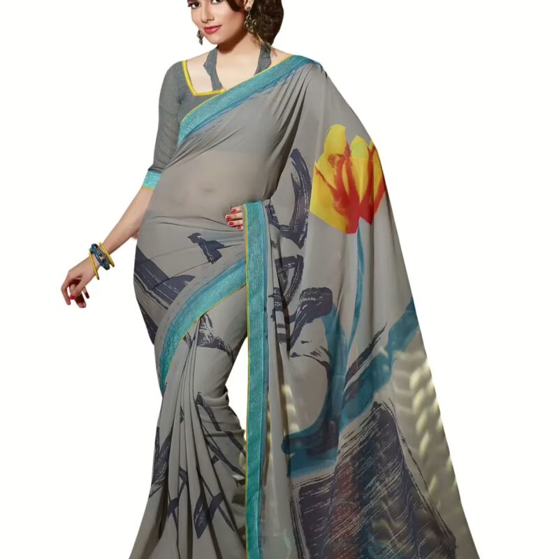 Mizzoli Multi Designer Crepe Printed Sarees