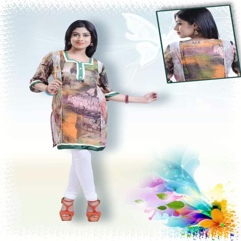 Multicolor Printed Party Kurti with Abstract Print