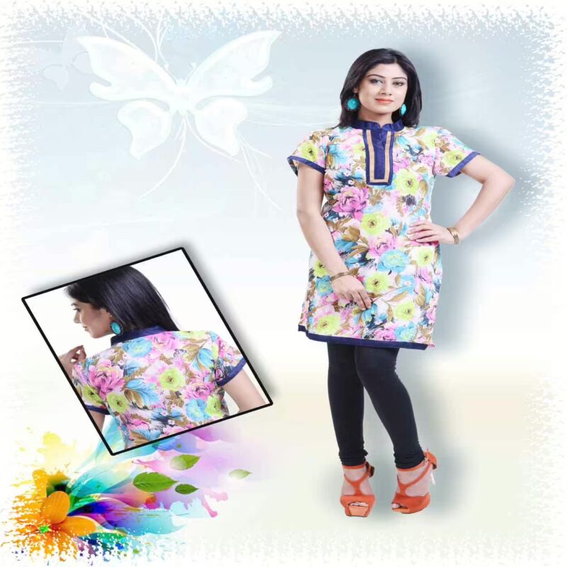 Multicolor Printed Party Kurti with Floral Print