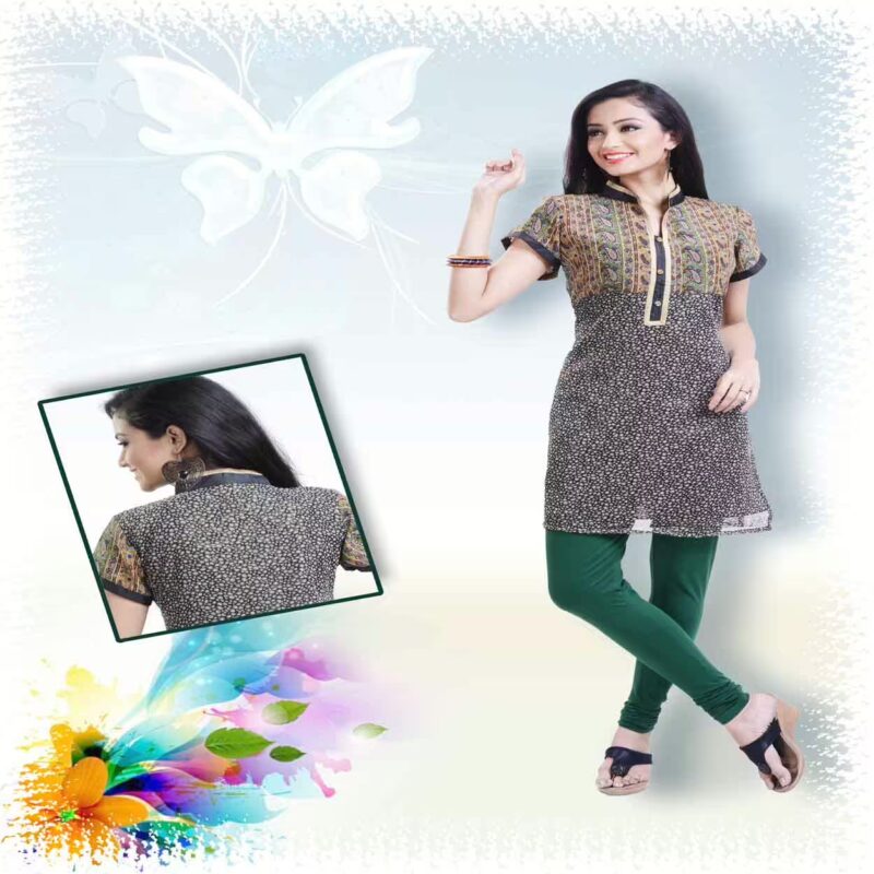 Stylish Black Party Kurti with Floral Print