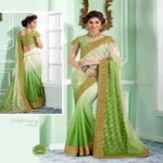 Sayna 2 Off White,Green New Fancy Georgette Chiffon Saree