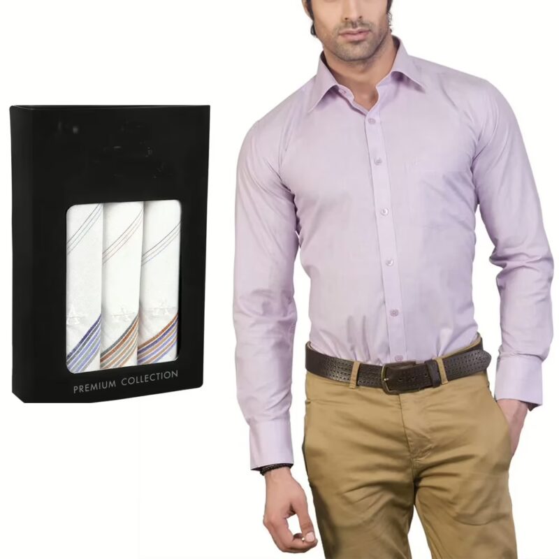 Raymond Muddy White Shirting Fabric Free Handkerchief