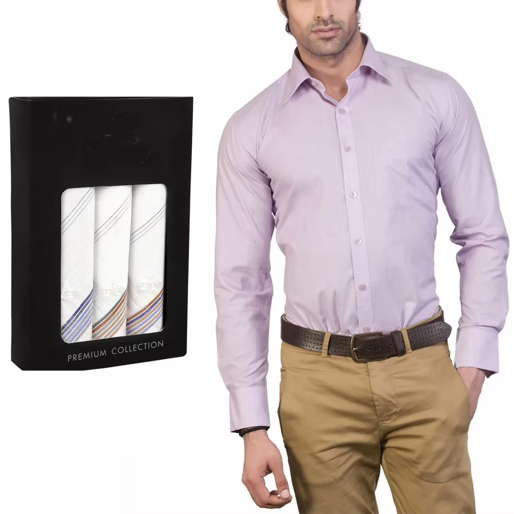 Raymond Muddy White Shirting Fabric Free Handkerchief