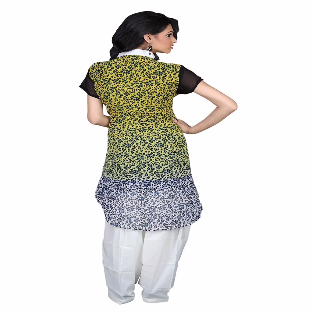 Pazaar Lemon Yellow Printed Party Kurti - Image 2
