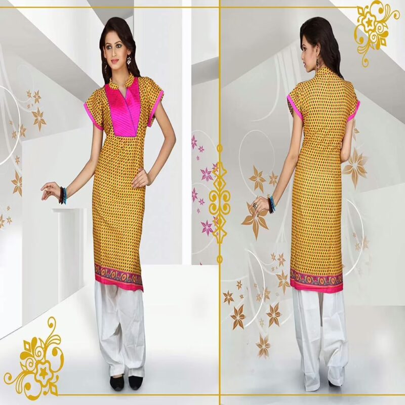 Pazaar Amber Yellow Printed Party Kurti