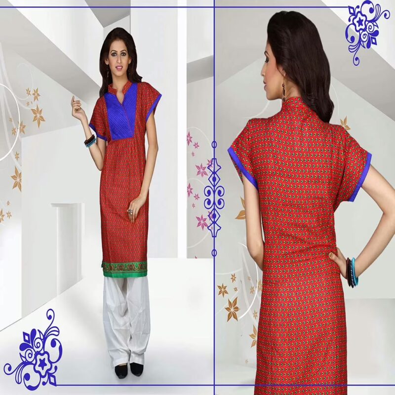 Pazaar Vermilion Red Printed Party Kurti