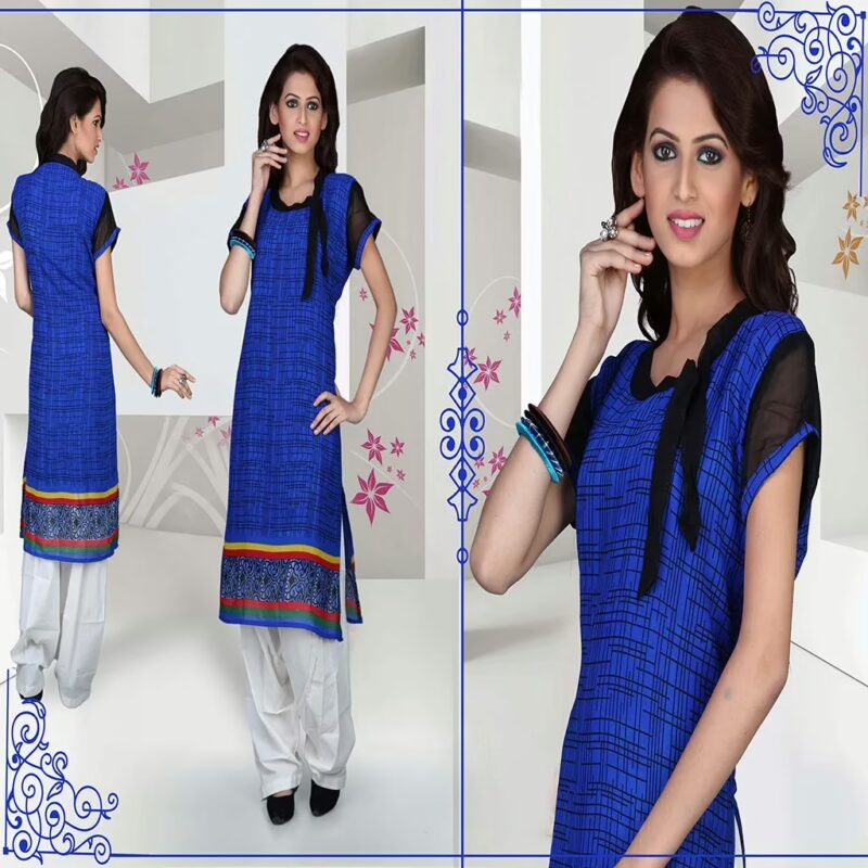 Pazaar Dark Blue Printed Party Kurti