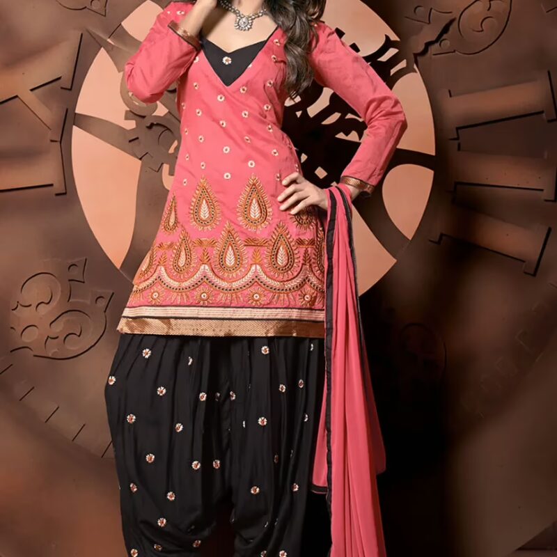 Antra Peach Color Embroidered Designer Unstitched Salwar Kameez