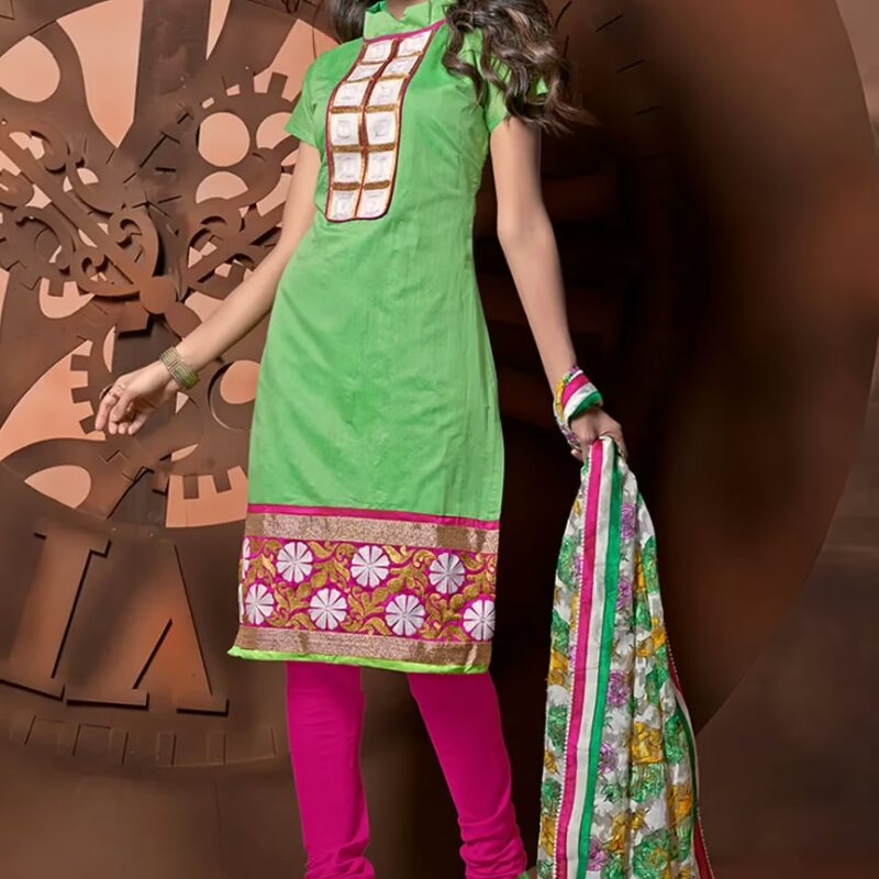 Antra Green Color Embroidered Designer Unstitched Salwar Kameez