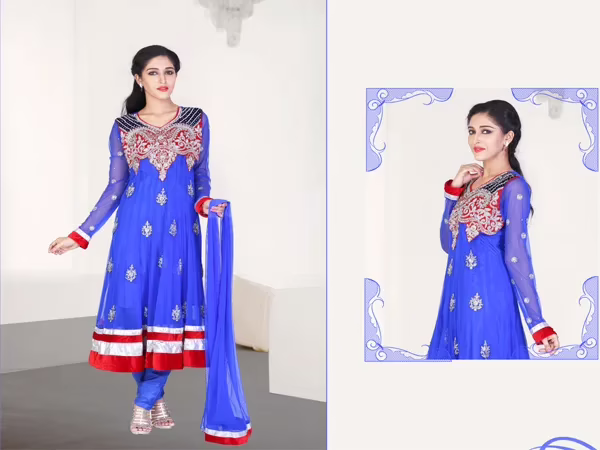 Pazaar Kaanchi Persian Blue 1 Embroidered Anarkali Salwar Kameez