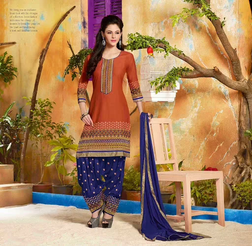 Hi-Fashion Brown  Embroidered Straight Suit