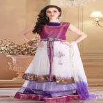 Pazaar Rangoli Off White & Red Violet Embroided Lehenga Choli