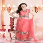 Pazaar Rangoli Salmon Pink Embroided Lehenga Choli