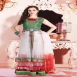 Pazaar Rangoli Off-white and Sea Green Embroided Lehenga Choli