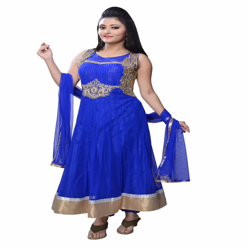 Dark Blue embroidered party anarkali kameez