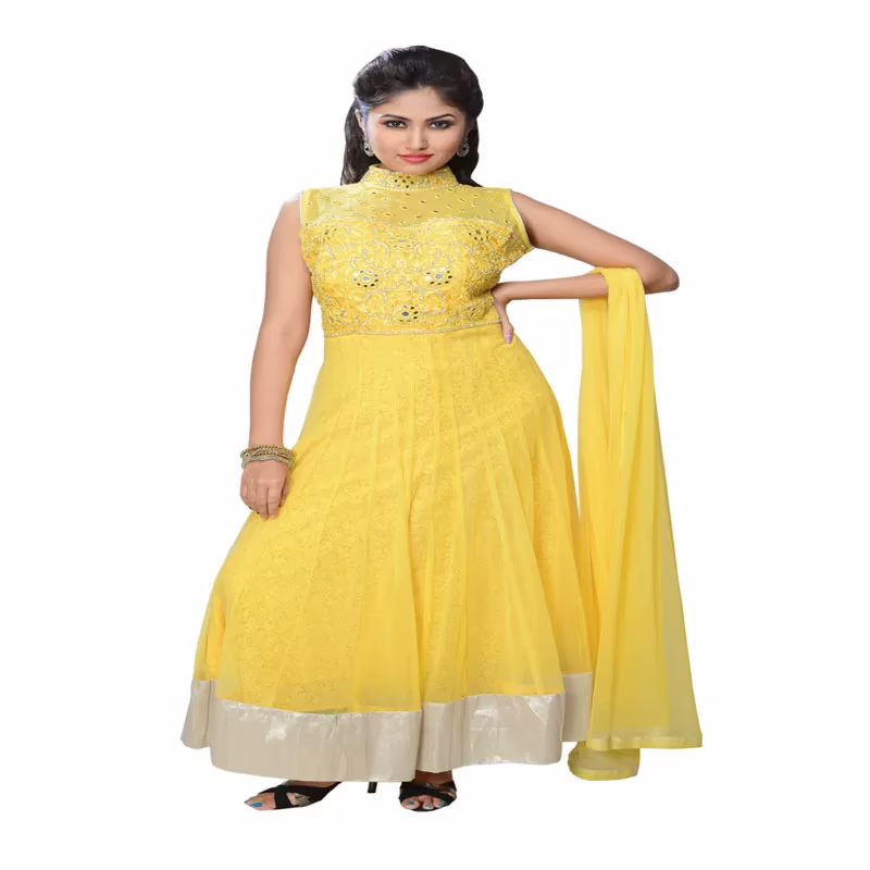 Pazaar Maize Yellow embroidered kameez