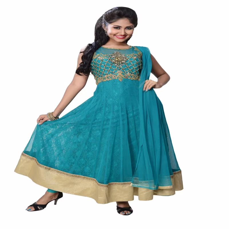 Pazaar Bondi Blue embroidered party anarkali kameez