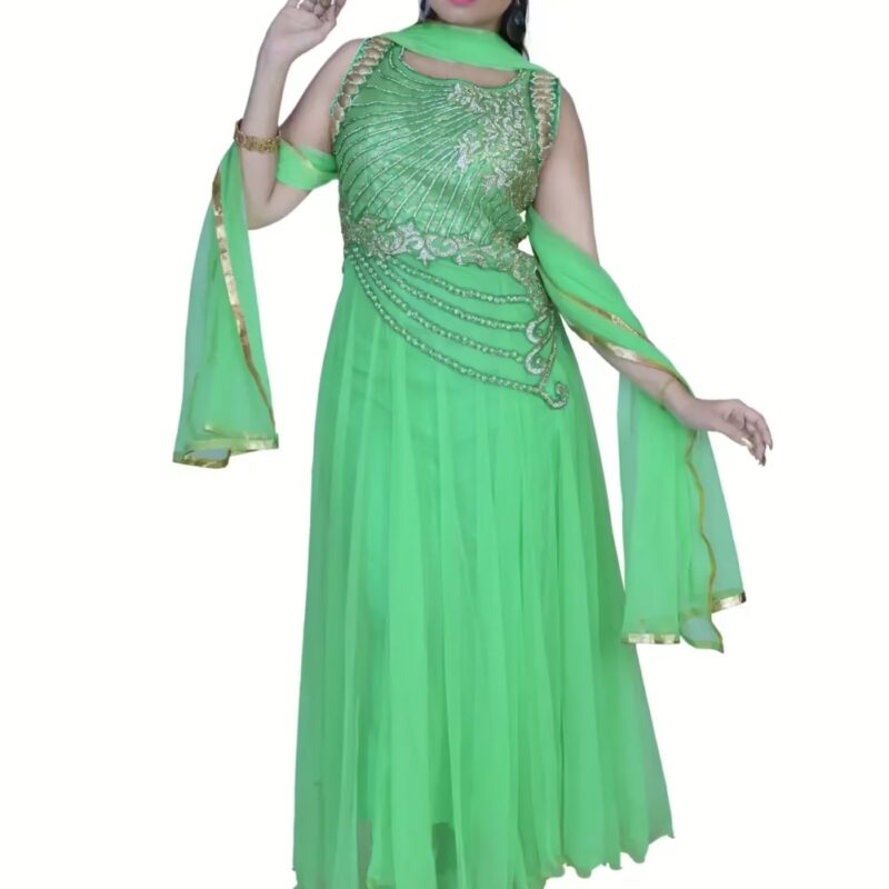 Pazaar Persian Green Embroidered Festival Anarkali Kameez
