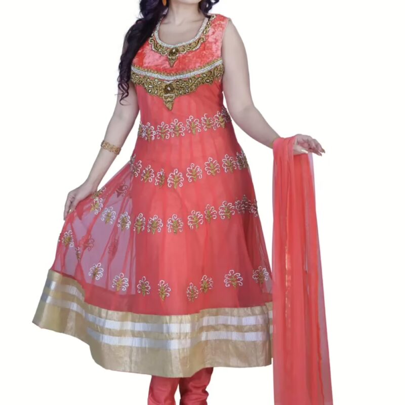 Pazaar Brink Pink Embroidered Festival Anarkali Kameez