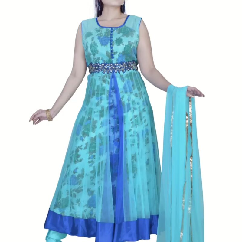 Pazaar Sky Blue Embroidered Festival Anarkali Kameez