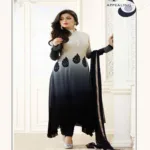 Hi-Fashion Semi-Stitched Grey With Black Designer Embroidered Suit