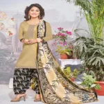 Hi-Fashion Cotton Beige Unstitch Patiala Suit