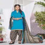 Hi-Fashion Cotton Turquoise Unstitch Patiala Suit