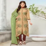 Hi-Fashion Beige Embroidered Unstitched Straight Suit