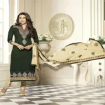 Hi-Fashion Green Embroidered Straight Suit