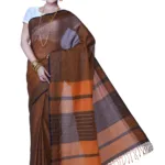 Pazaar Bronze Brown Festival Saree With Matching Blouse Piece