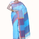 Pazaar Sky Blue Festival Saree With Matching Blouse Piece
