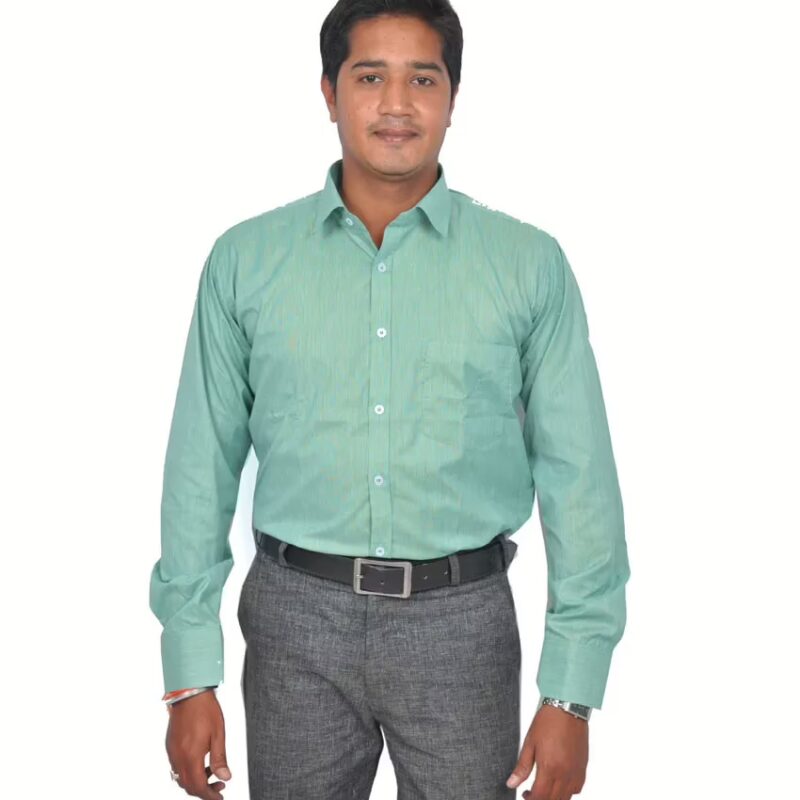 Unicot Solid Green Plain Shirt