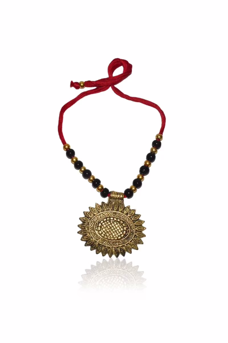 Pazzar Black and Golden Dokra Festival Necklace