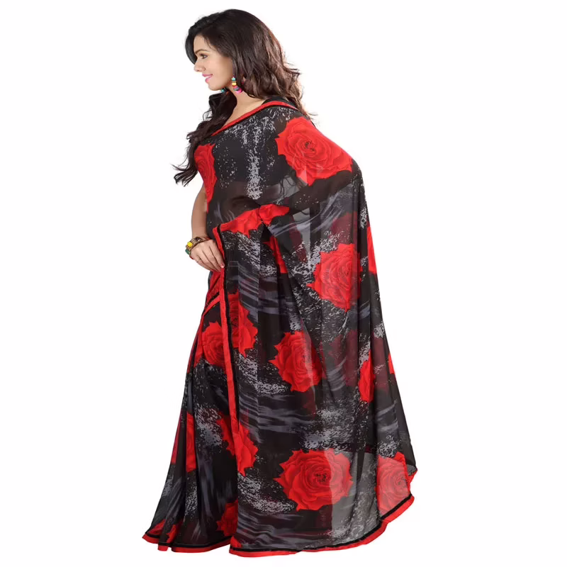 Lookslady Printed Red Georgette saree - Image 3