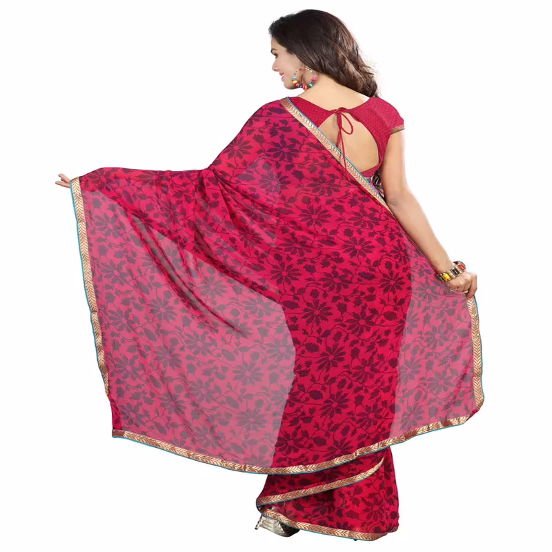 Lookslady Printed Pink Georgette saree - Image 3