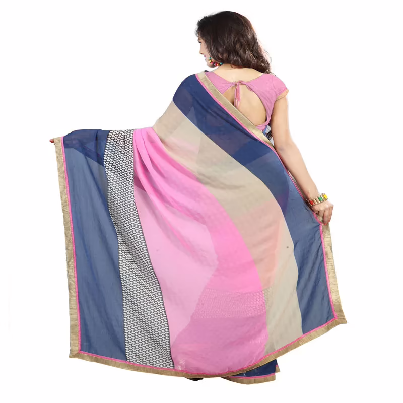 Lookslady Printed Multicolor Chiffone saree - Image 4