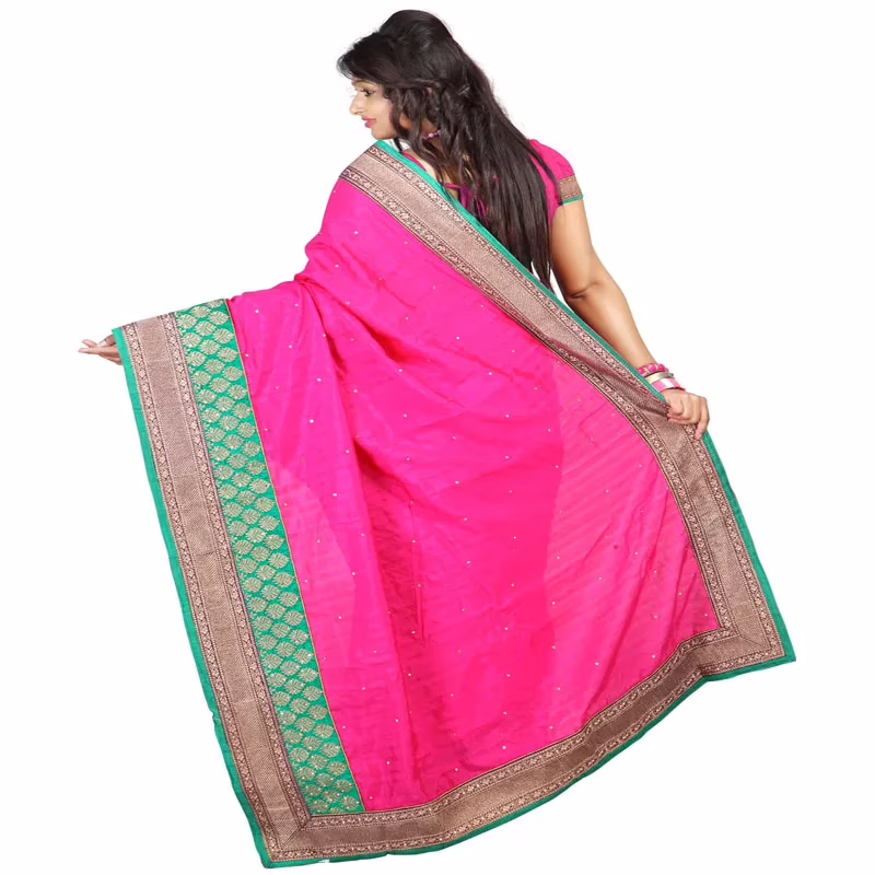 Lookslady Embroidered Pink Bhagalpuri Silk Saree - Image 3