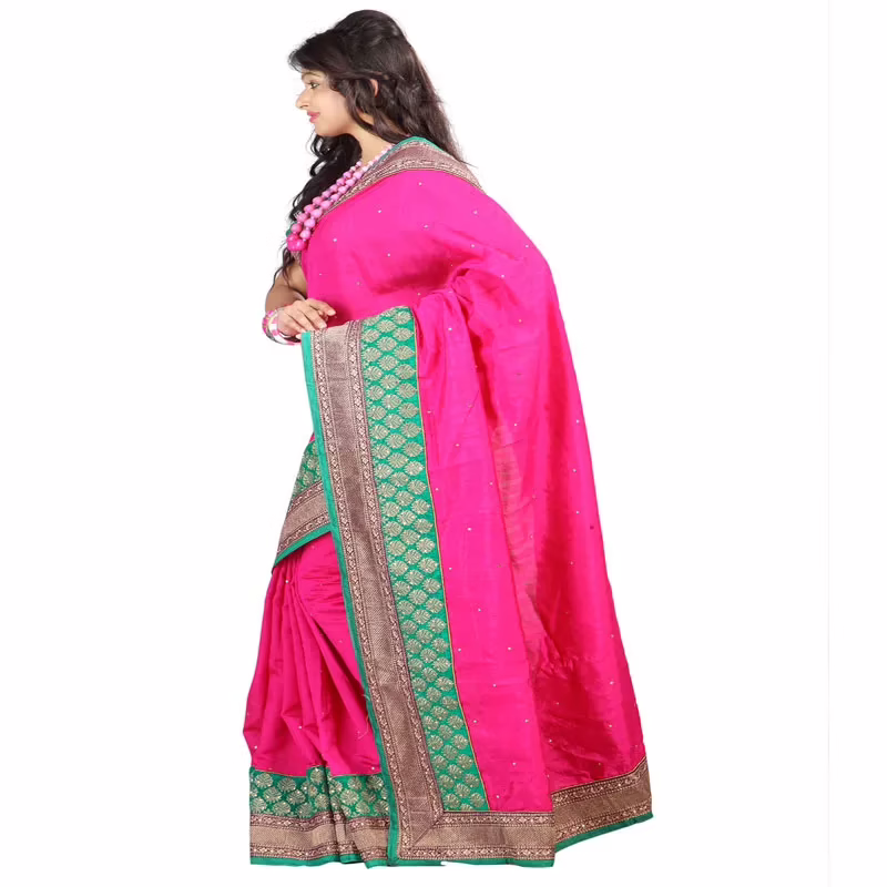 Lookslady Embroidered Pink Bhagalpuri Silk Saree - Image 4