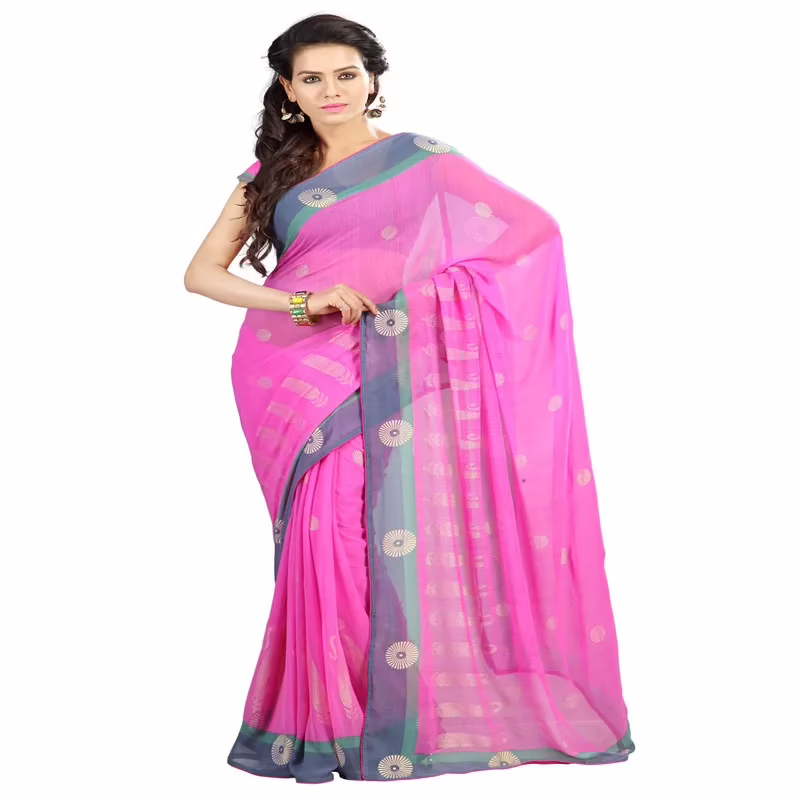 Lookslady Printed Pink Georgette Saree