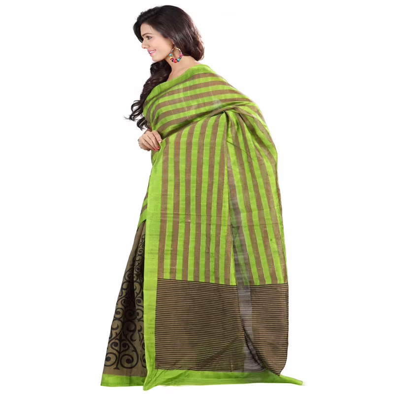 Lookslady Printed Green Bhagalpuri Saree