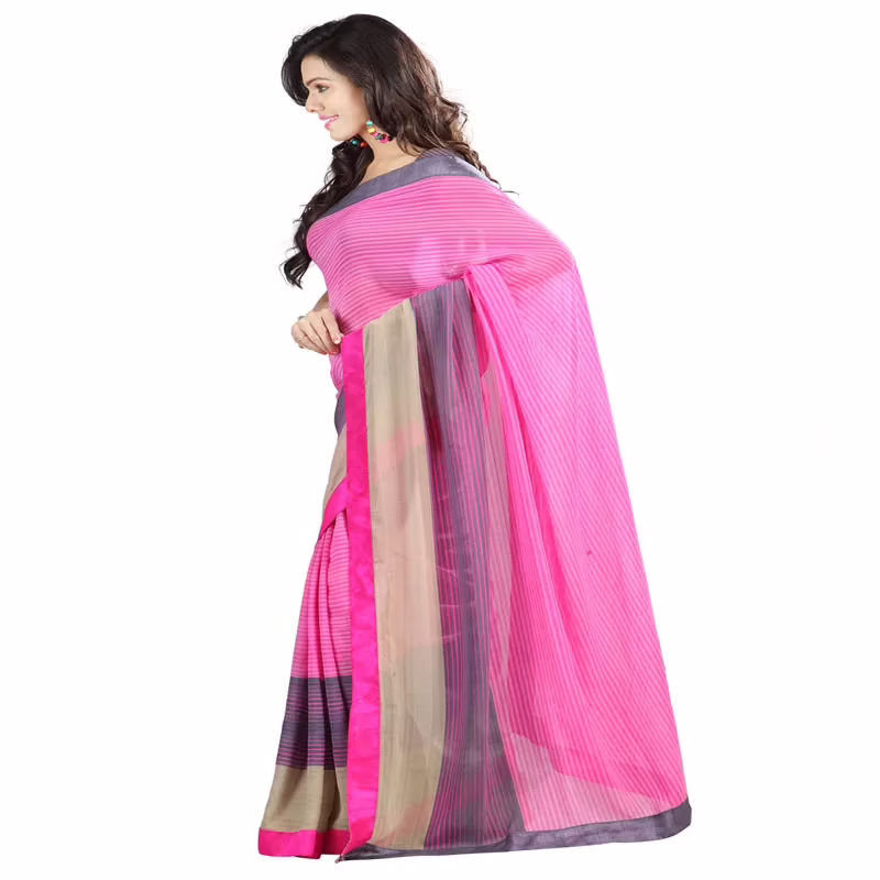 Lookslady Printed Pink Chiffon Saree - Image 2