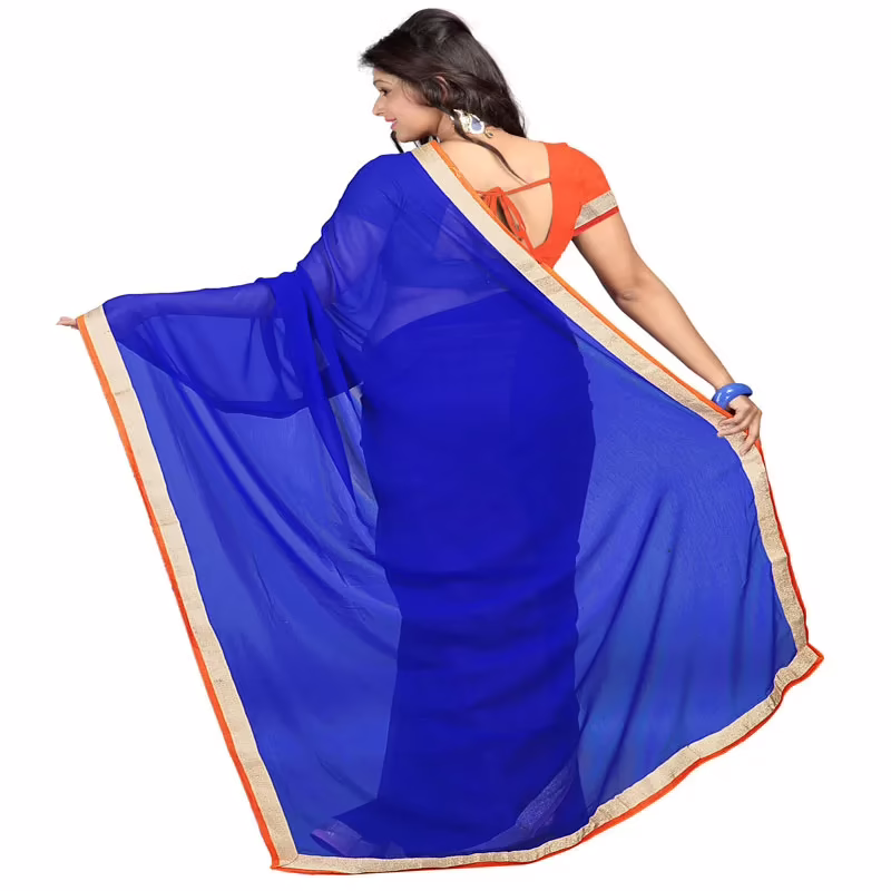 Lookslady Printed Blue Chiffon saree - Image 3