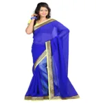 Lookslady Printed Blue Chiffon saree