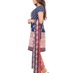 Lookslady Printed Blue Crepe Dress-Material