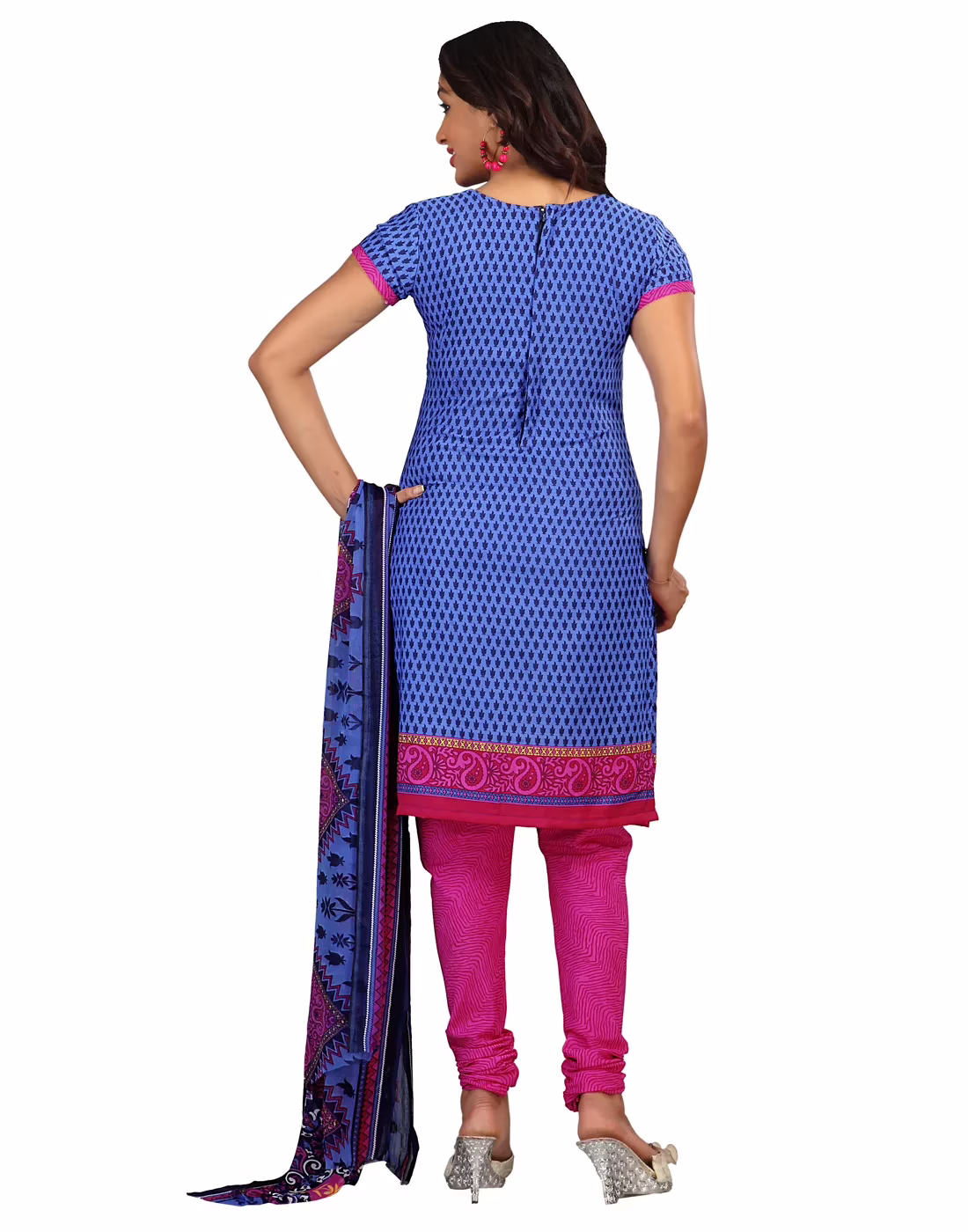Lookslady Printed Blue Crepe Dress-Material - Image 3