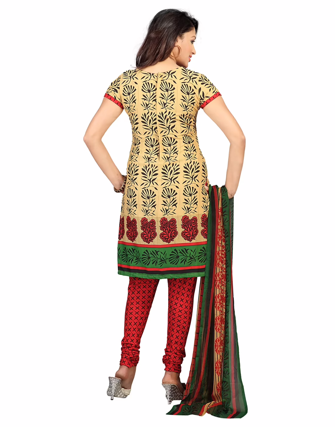 Lookslady Printed Beige Crepe Dress-Material - Image 3